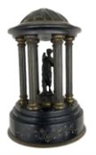 19th century bronze and slate 'Grand Tour' temple of Diana on a circular base H24cm (a/f)