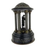 19th century bronze and slate 'Grand Tour' temple of Diana on a circular base H24cm (a/f)