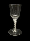 Late 18th century wine glass the ogee bowl partially moulded with a honeycomb type pattern