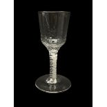 Late 18th century wine glass the ogee bowl partially moulded with a honeycomb type pattern