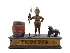 Late 19th or early 20th century American 'Trick Dog' cast iron mechanical money bank