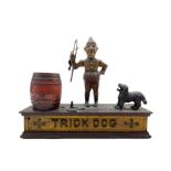 Late 19th or early 20th century American 'Trick Dog' cast iron mechanical money bank