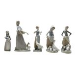 Five Lladro figures comprising 'Sails for the Ducks' no. 1277