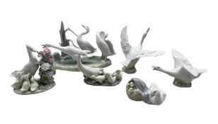 Group of Lladro Geese and Ducks comprising 'How do you Do' no. 1439