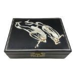Japanese black lacquer jewellery box with mother-of-pearl inlay and fitted interior with lift out tr