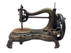Early 20th century Jones cast iron sewing machine 'The Lightning Hand Machine'