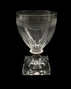 Late 18th/ early 19th century glass rummer with engraved border with a lemon squeezer base