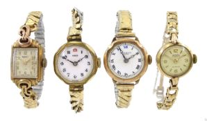 Bernex 9ct gold ladies manual wind presentation bracelet wristwatch