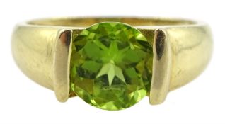 14ct gold half bezel set single stone peridot ring