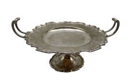 Silver two handled tazza with dished centre and pedestal foot D19cm London 1912 Maker Manoah Rhodes