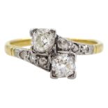 Early-mid 20th century 18ct gold two stone old cut diamond cross-over ring