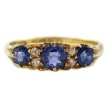 Edwardian 18ct gold three stone sapphire ring