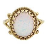 9ct gold single stone oval opal ring
