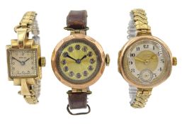 J W Benson 9ct gold manual wind wristwatch