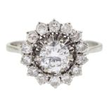 18ct white gold round brilliant cut diamond cluster ring