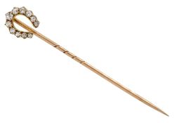 Early 20th century gold diamond horseshoe stickpin