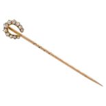 Early 20th century gold diamond horseshoe stickpin