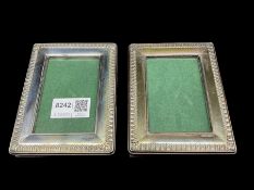Pair of silver photograph frames with leaf border and easel stand aperture size 9cm x 6cm Sheffield