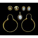 Pair of gold opal stud earrings