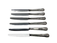 Six 19th century silver handled Kings pattern table knives