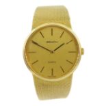 Zenith 9ct gold gentleman's quartz bracelet wristwatch