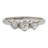 Early-mid 20th century white gold old cut three stone diamond ring