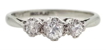 Early-mid 20th century white gold old cut three stone diamond ring