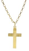 Gold cross on belcher link necklace