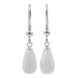 Pair of silver opal pendant earrings