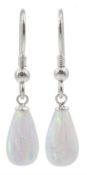 Pair of silver opal pendant earrings