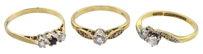 Early 20th century two stone cross-over diamond ring