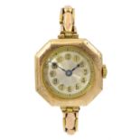 Early 20th century 9ct rose gold ladies manual wind wristwatch