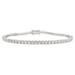 18ct white gold round brilliant cut diamond line bracelet