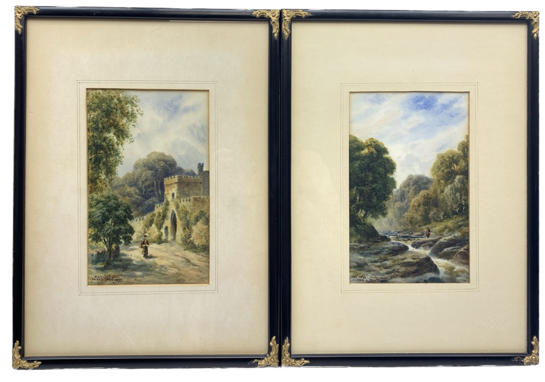 Thomas 'Tom' Dudley (British 1857-1935): 'Ripley Castle' and 'The Strid - Bolton Abbey'