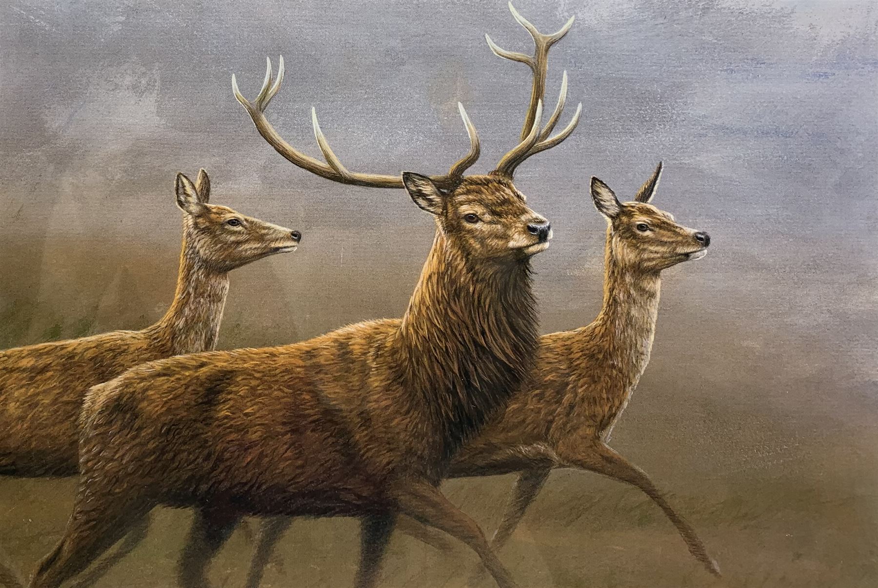 Robert E Fuller (British 1972-): 'Red Stag And Hinds'