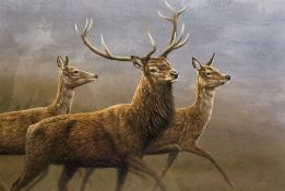 Robert E Fuller (British 1972-): 'Red Stag And Hinds'
