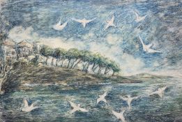 Ressam Zerrin Kehnemuyi (Turkish 1936-): Sunny Island Landscape