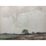Kershaw Schofield (British 1872-1941): 'Ploughed Fields' watercolour signed