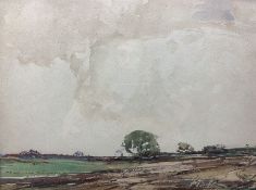 Kershaw Schofield (British 1872-1941): 'Ploughed Fields' watercolour signed