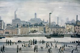 After Laurence Stephen Lowry R.B.A. R.A. (British 1887-1976): Northern River Scene