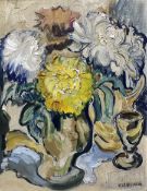 Lilian Colbourn (British 1897-1967): Still Life of Mophead Chrysanthemums
