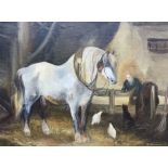R Dalton (English Naïve School 20th century): Horse in Stable Scene