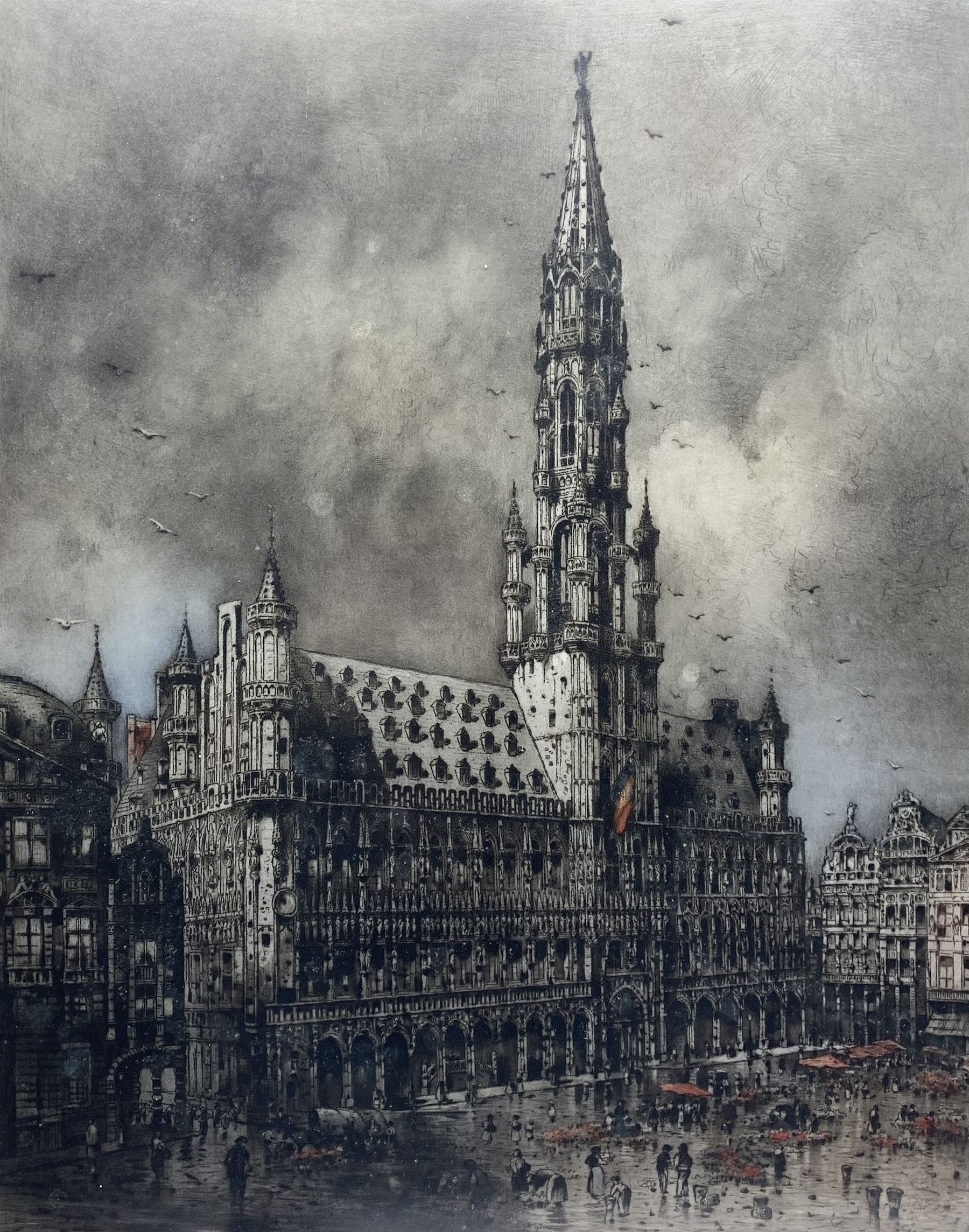 After Camille Fonce (French 1867-1938): Brussels Town Hall - Belgium - Image 2 of 3