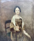 English School (early 19th century): Three Quarter Length Seated Portrait of an Early Victorian Lady
