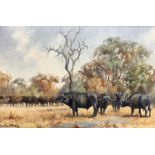 Yvan Dushmanitch (South African 20th century): Water Buffalo