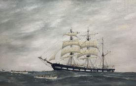 Bill Welburn (British 20th century): Sailing Ship and Whalers