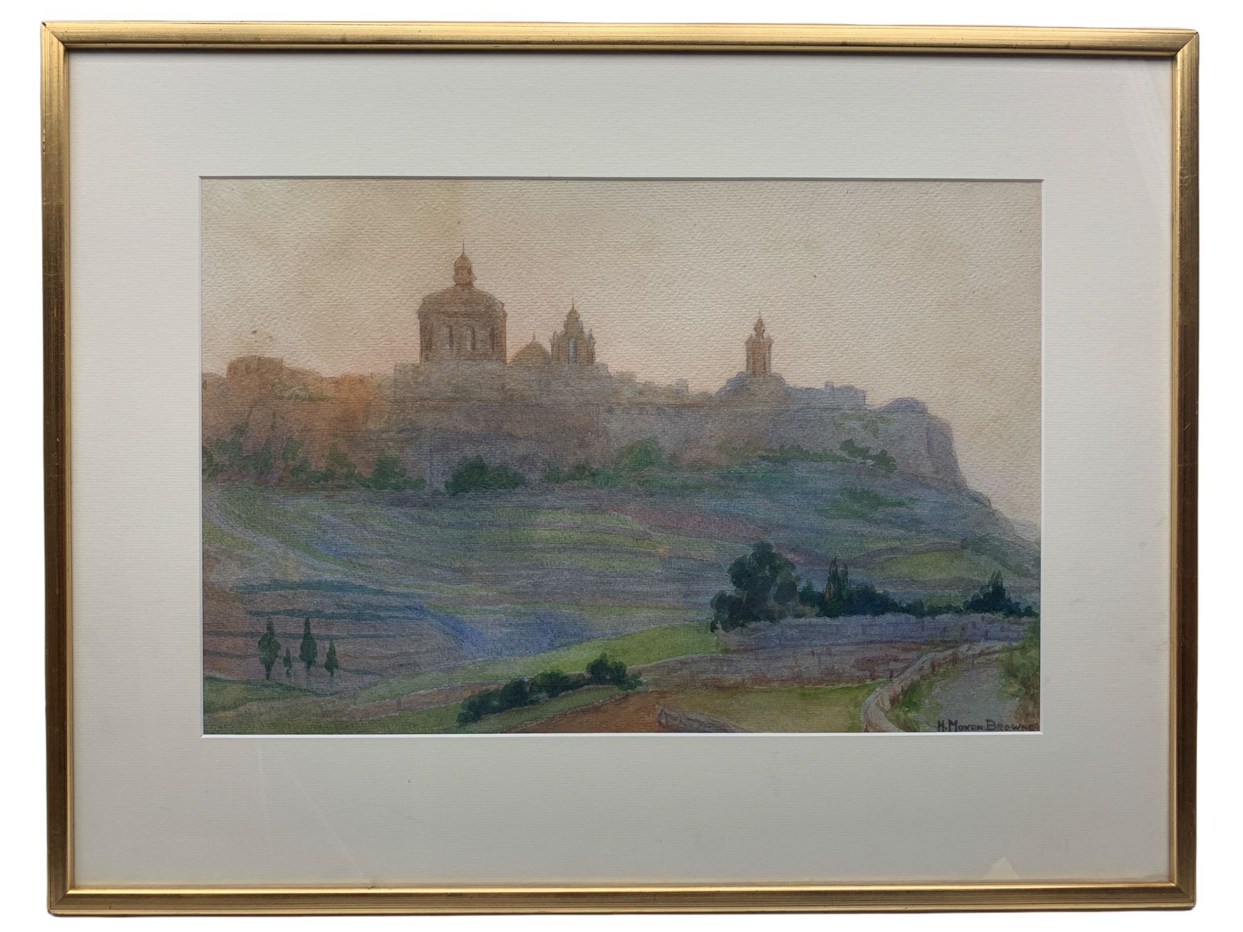 H Moxon Browne (Continental early 20th century): Mdina - Malta - Image 2 of 2