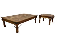 Two Mexican pine coffee tables