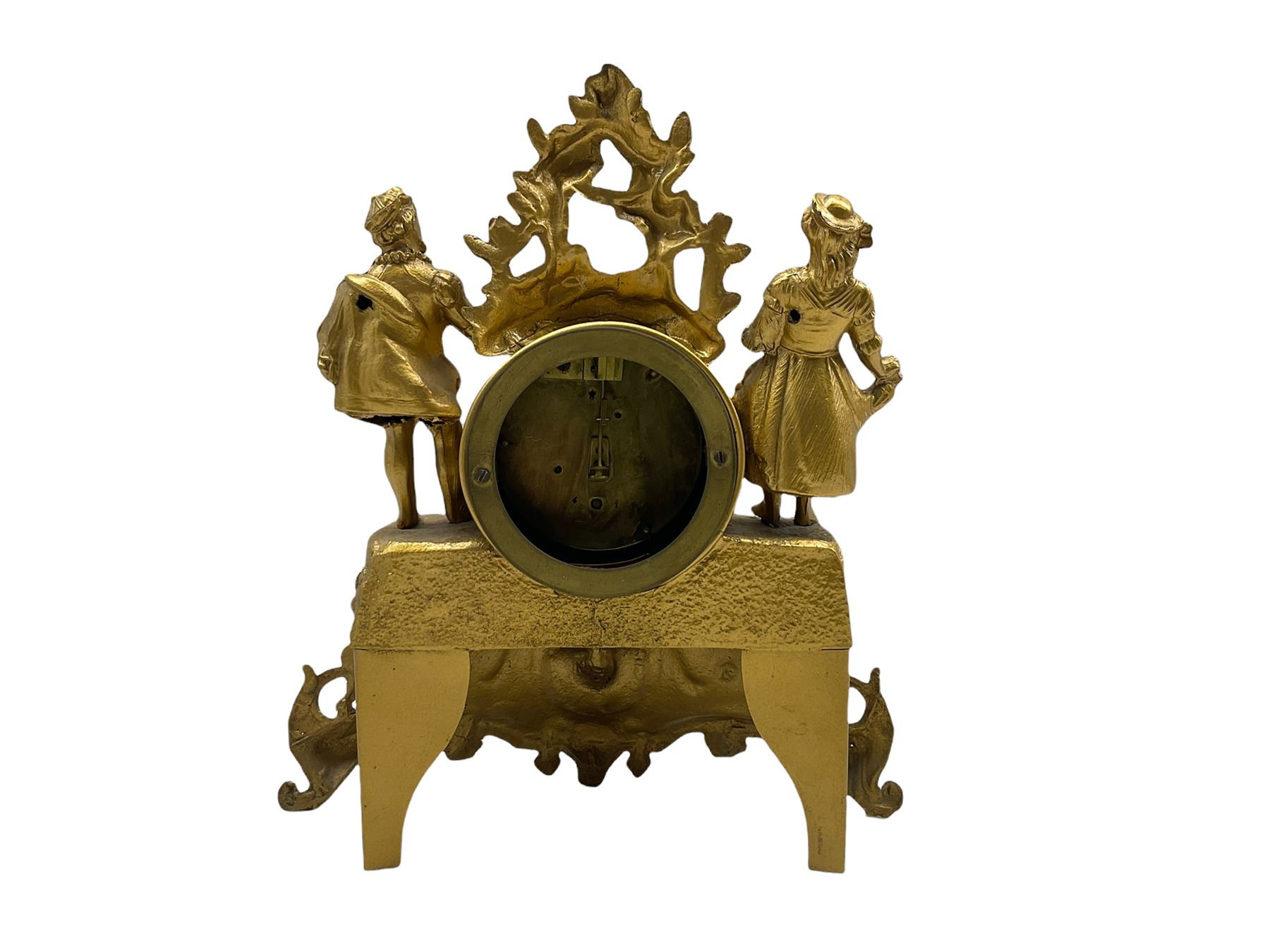 A late 19th century French gilt spelter mantle clock with an 8-day timepiece movement - Image 3 of 5