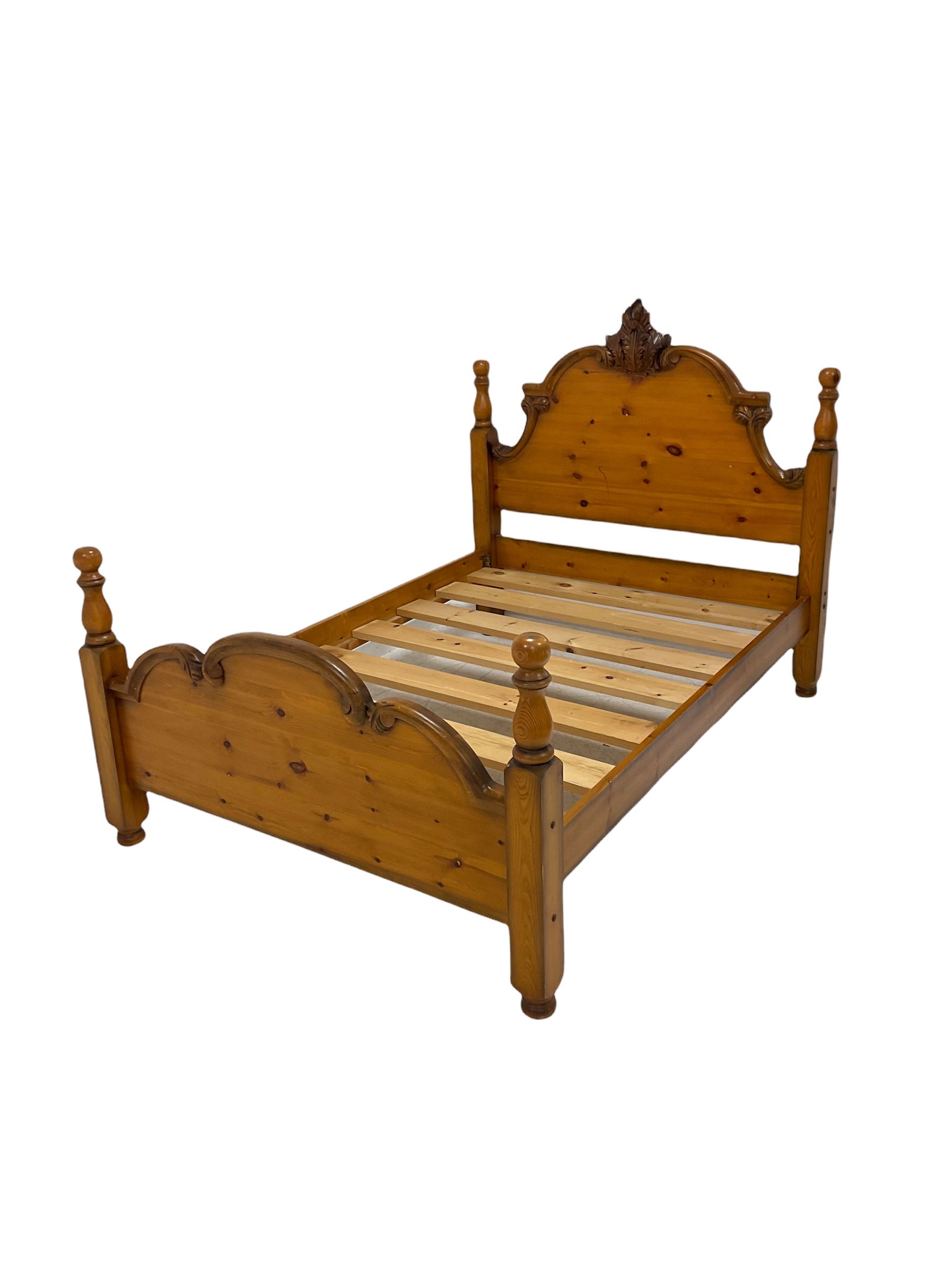 Pine double bed - Image 2 of 3